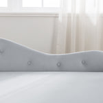 Grey Chaise Lounge Indoor Velvet Lounge Chair for Bedroom with Storage & Pillow Modern Upholstered Rolled Arm Chase Lounge