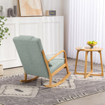 Rocking Chair Upholstered Fabric Rocking Armchair Indoor with High Backrest Glider Chairs and Lumbar Pillow for Living Room