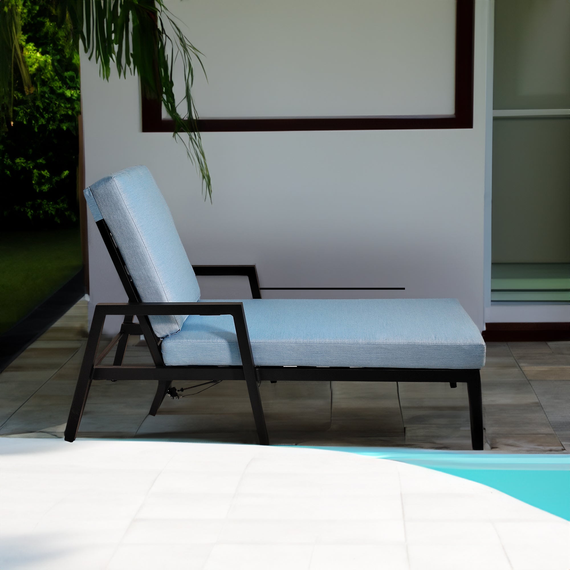 Enjoy relaxation with the 3PC Aluminum Lounge Set with Table, featuring sleek chaise lounges perfect for outdoor spaces.