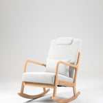 Rocking Chair Upholstered Fabric Rocking Armchair Indoor with High Backrest Glider Chairs and Lumbar Pillow for Living Room