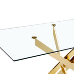 TEMPERED CLEAR GLASS GOLDEN LEG DINNING TABLE 63"