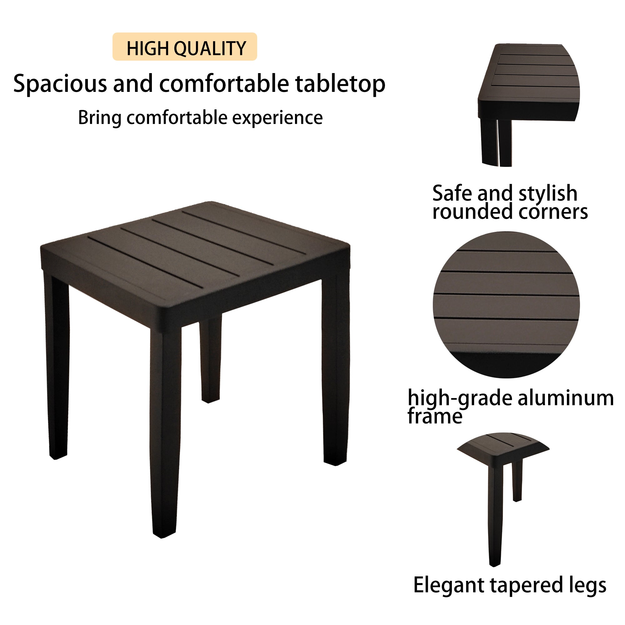 Stylish 3PC Aluminum Lounge Set with Table, perfect for outdoor spaces, featuring chic design and durable materials.
