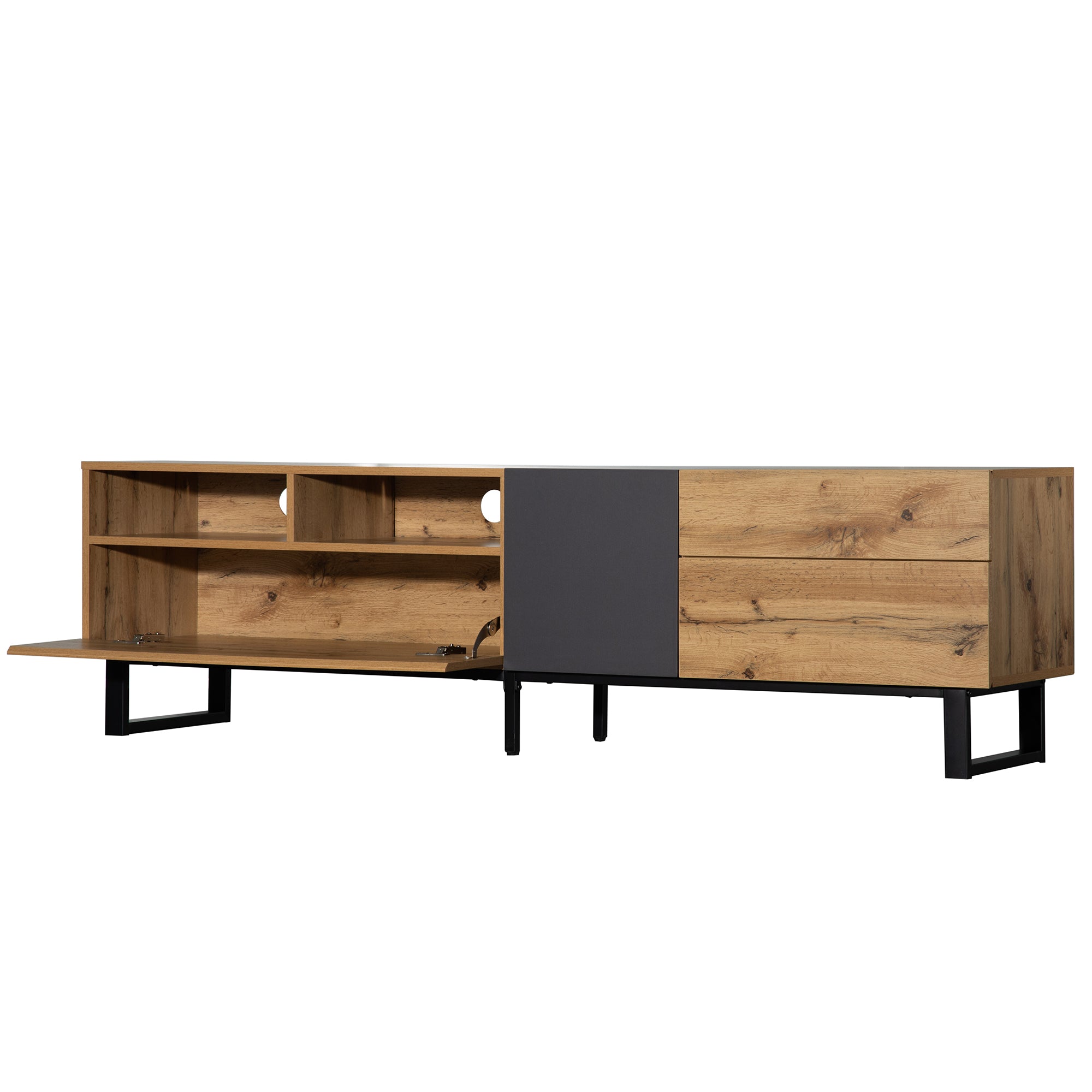 Modern TV Stand for 80'' TV with Double Storage Space