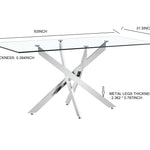 TEMPERED CLEAR GLASS GOLDEN LEG DINNING TABLE 63"