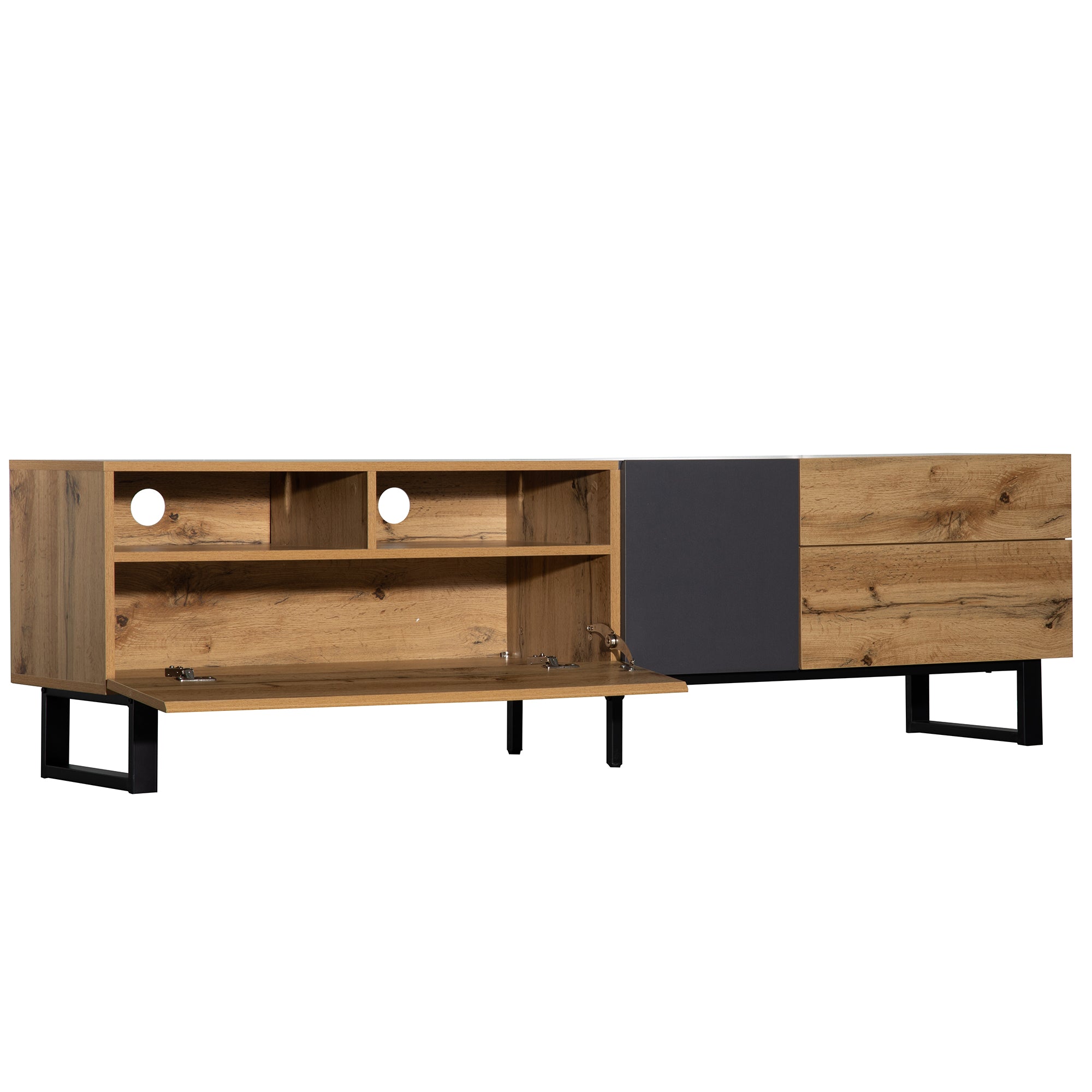 Modern TV Stand for 80'' TV with Double Storage Space