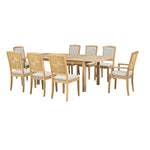 TOPMAX expandable 84 inch dining table set with 24 inch detachable leaves, 6 armless chairs and 2 armchairs  9 pieces natural
