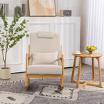 Rocking Chair Upholstered Fabric Rocking Armchair Indoor with High Backrest Glider Chairs and Lumbar Pillow for Living Room